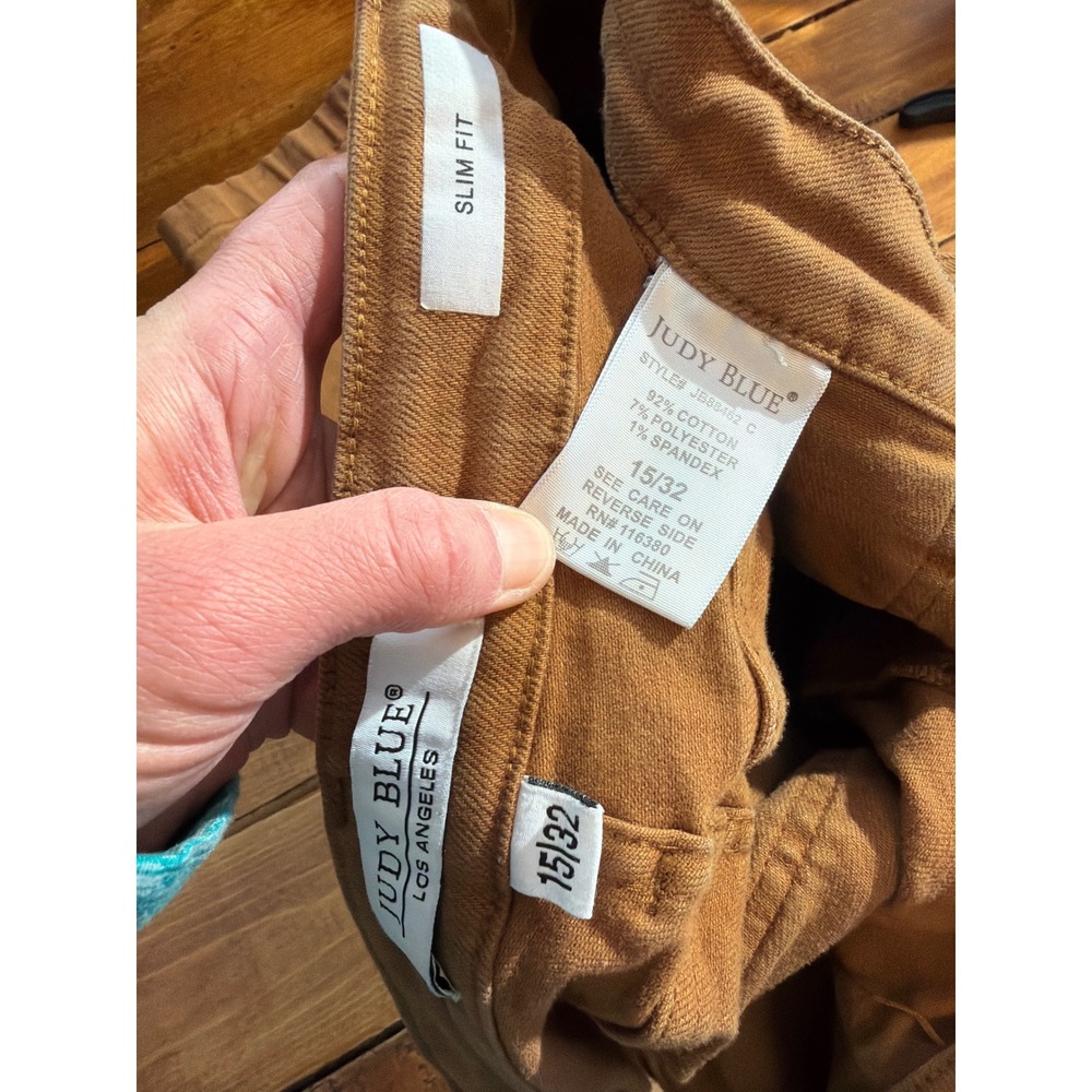 Judy Blue Carpenter Pants Women 15 (Fits 34x26) Brown Slim Fit High Rise Utility - Picture 4 of 8